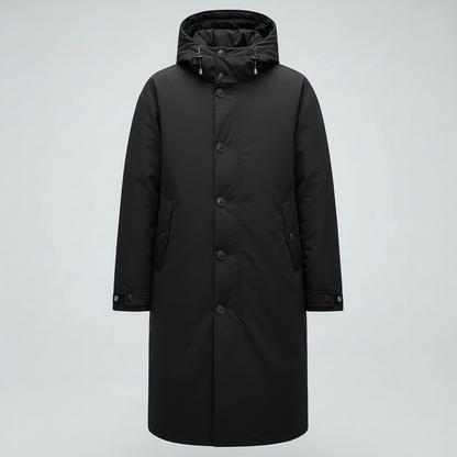 Men's Waterproof Puffer Trench Coat with Hood | Men's Coat