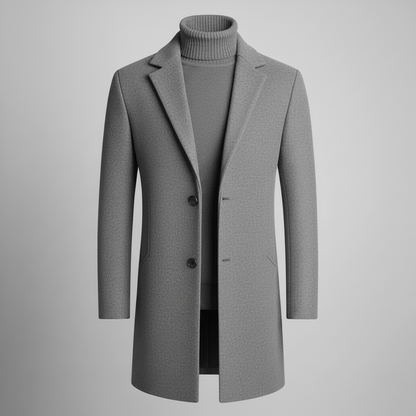 Men's Long Coat | Stylish Notched Lapel Overcoat