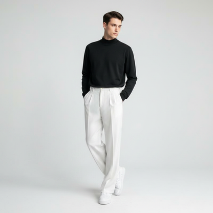Men's Straight Fit Pleated Trousers | Formal Pants