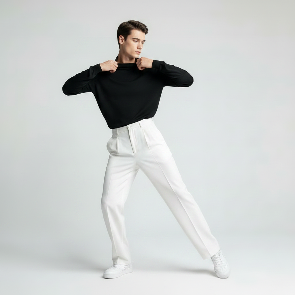 Men's Straight Fit Pleated Trousers | Formal Pants