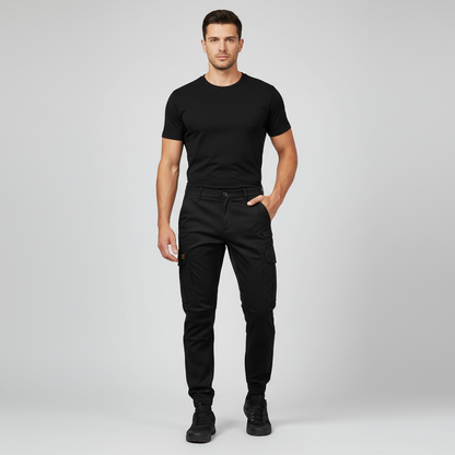 Black Cargo Pants | Men's Tactical Multi-Pocket Trousers