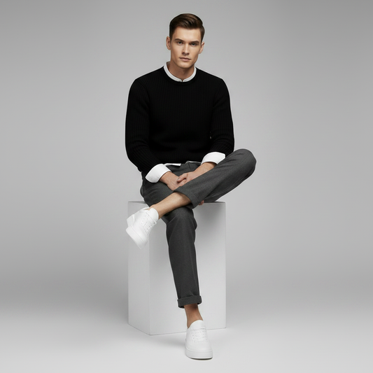 Men's White Platform Sneakers | Modern Lace-Up Footwear